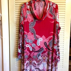 Women’s L Boho Paisley jersey knit casual dress